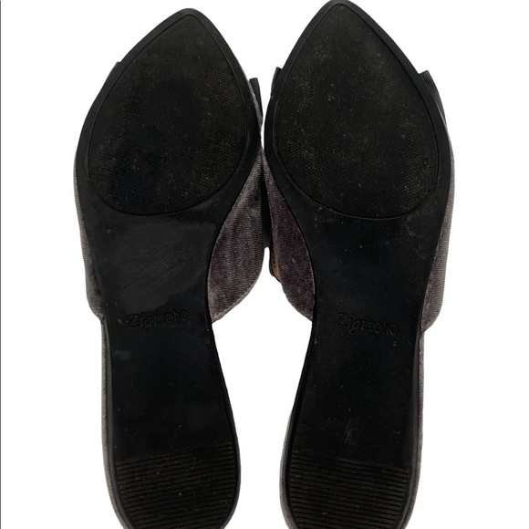Zigi Soho Gray Carlyne Velvet Bow Mule Pointed Toe Slides Size 7 Women’s - Picture 9 of 9